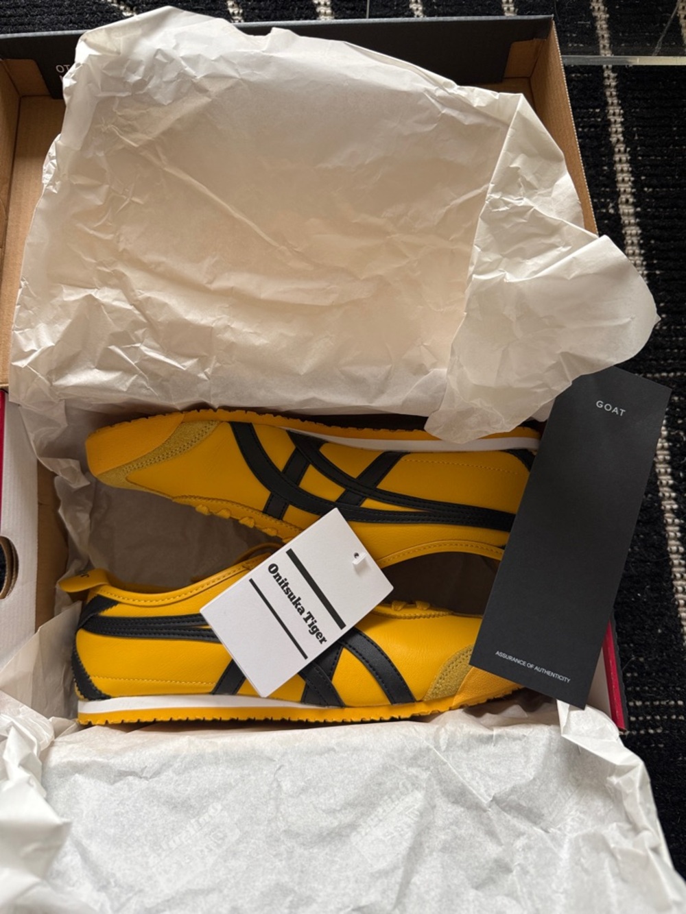 Onitsuka Tiger Sneakers in Yellow & Black with Classic Stripes